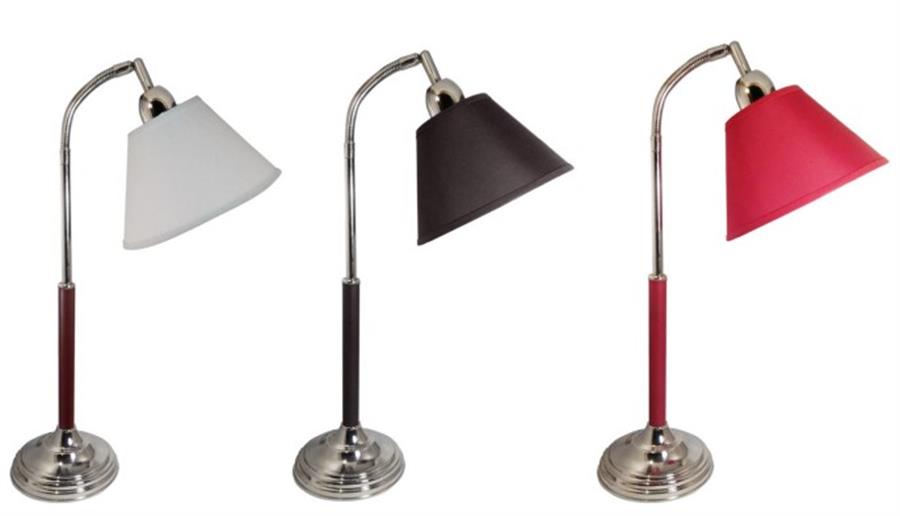 LAMPARA DE MESA PLATIL BASE BOMBE CON CUERO Y FLEX